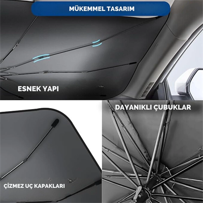 Renault Symbol, Dacia Sandero, Opel Corsa, Ford Ka, Peugeot 208 Uyumlu Oto Şemsiye