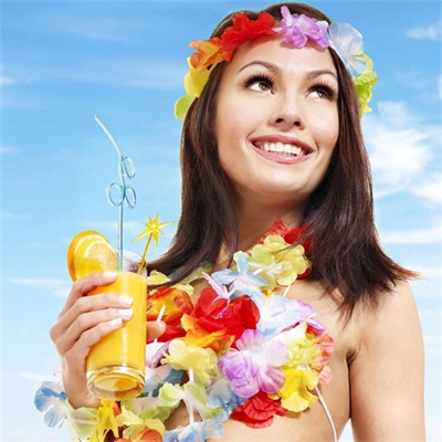 Rengarenk Hawaii Kolye Taç Bileklik Seti 4 Parça Bx40