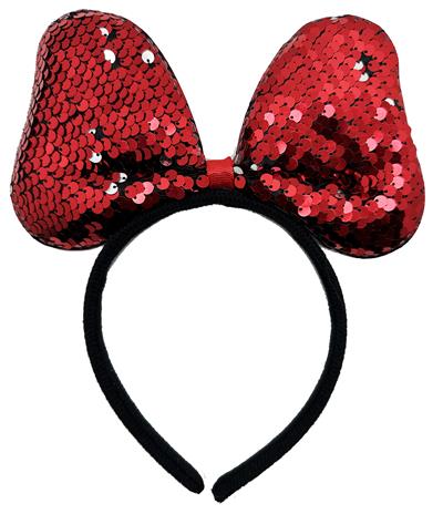 Renk Değiştiren Pullu Payetli Fiyonk Parti Tacı Kırmızı Gümüş Renk 20x16 cm (3936)