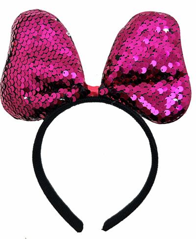 Renk Değiştiren Pullu Payetli Fiyonk Parti Tacı Fuşya Gümüş Renk 20x16 cm (3936)