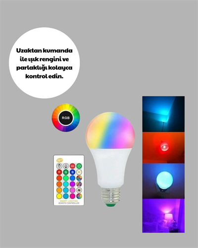 Renk Değiştiren RGB LED Ampul 16 Renk Uzaktan Kumandalı 2025 Model