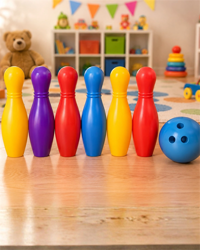 Renkli Çocuk Bowling Oyunu 6 Kukalı Eğitici Eğlence Seti