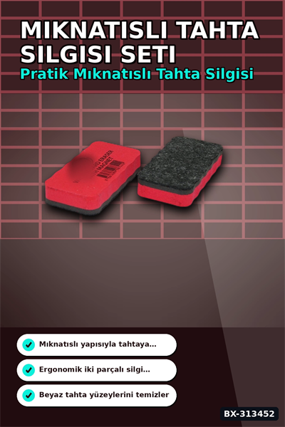 Renkli Eva Sünger Tutacaklı 40 Adet Mıknatıslı Tahta Silgisi - Sınıf Kullanımına Uygun BX-313452