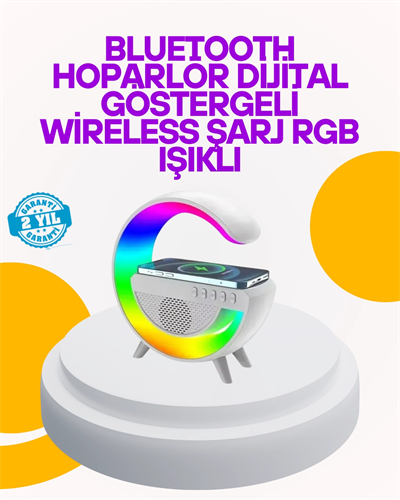Renkli Işıklı 15W Kablosuz Şarjlı Masa Lambası