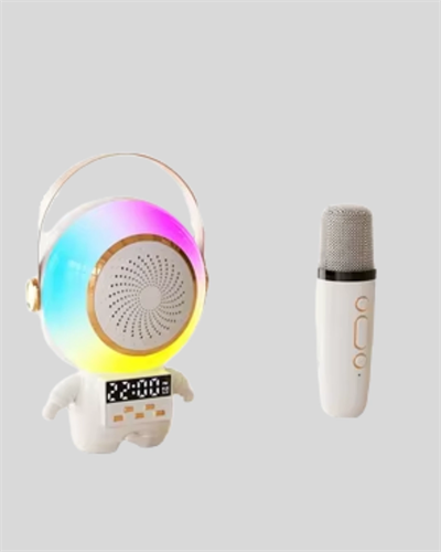 Renkli Işıklı Astronot Mini Bluetooth Speaker ve Karaoke Mikrofon