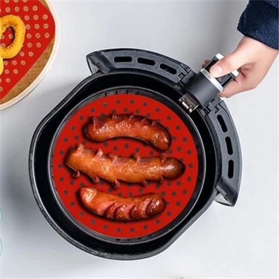 Renkli Isıya Dayanıklı Yıkanılabilir Silikon Fırın Ve Airfryer Yuvarlak Pişirme Matı 23 Cm Bx40