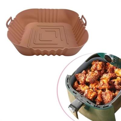 Renkli Isıya Dayanıklı Yıkanılabilir Silikon Fırın  Airfryer Kare Model Pişirme Matı 20 cm (3936)