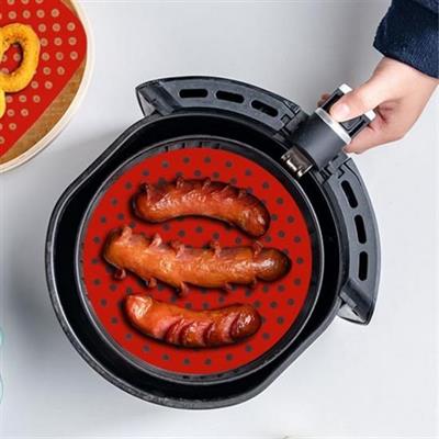 Renkli Isıya Dayanıklı Yıkanılabilir Silikon Fırın Ve Airfryer Yuvarlak Pişirme Matı 23 Cm (3936)
