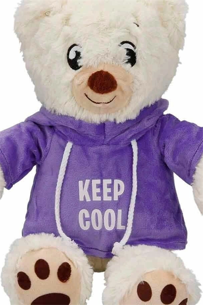 Renkli Kapüşonlu Sweatshirt Giyen 30 cm Peluş Ayı Oyuncak Hediyelik BX-313551