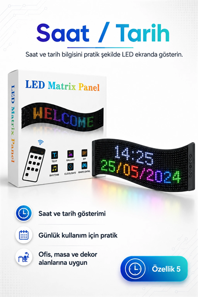 Renkli LED Kayan Yazı Paneli Uzaktan Kumandalı Metin Saat Ve Tarih Gösterimli