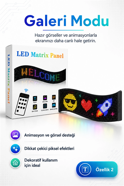 Renkli LED Kayan Yazı Paneli Uzaktan Kumandalı Metin Saat Ve Tarih Gösterimli