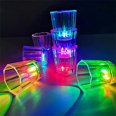 Renkli Led Parlayan Fiber Optik Glow Işıklı Bardak 5,5 X 5,5 Cm Bx40