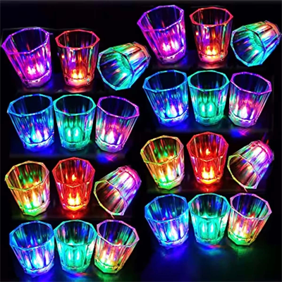 Renkli Led Parlayan Fiber Optik Glow Işıklı Bardak 5,5 X 5,5 Cm 1 Adet
