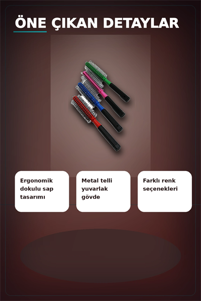 Renkli Plastik Saç Fırçası 23 cm - Ergonomik Saplı 1 Adet Günlük Kullanım BX-313447