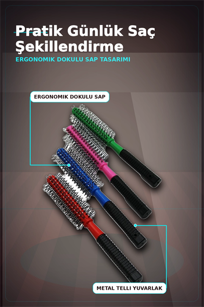 Renkli Plastik Saç Fırçası 23 cm - Ergonomik Saplı 1 Adet Günlük Kullanım BX-313447