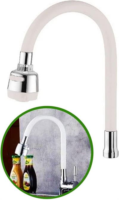 Renkli Silikonlu Oynar Başlıklı 2 Fonksiyonlu Spiral Musluk Başlığı - Beyaz (3936)