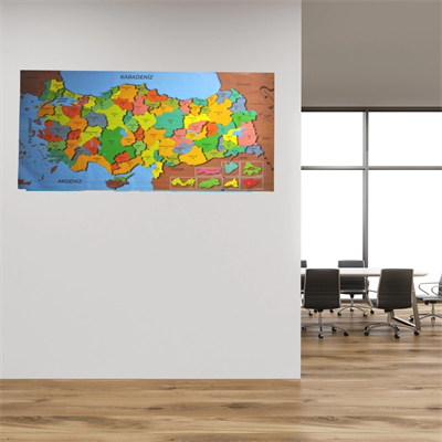 Renkli Türkiye Haritası Manyetik Yapıştırıcı Gerektirmeyen Duvar Stickerı 118 Cm * 56 Cm Bx40