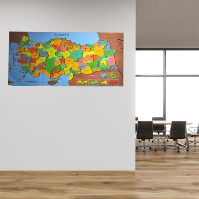 Renkli Türkiye Haritası Manyetik Yapıştırıcı Gerektirmeyen Duvar Stickerı 118 CM * 56 CM (3936)
