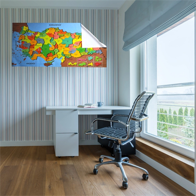 Renkli Türkiye Haritası Manyetik Yapıştırıcı Gerektirmeyen Duvar Stickerı 118 Cm * 56 Cm Bx40