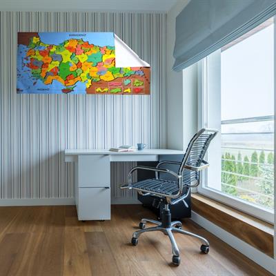 Renkli Türkiye Haritası Manyetik Yapıştırıcı Gerektirmeyen Duvar Stickerı 118 CM * 56 CM (3936)