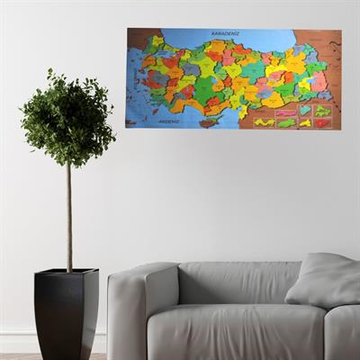 Renkli Türkiye Haritası Manyetik Yapıştırıcı Gerektirmeyen Duvar Stickerı 118 CM * 56 CM (3936)