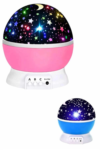Renkli Yıldızlı Gökyüzü Projeksiyon Gece Lambası Pilli ve USB Kablolu