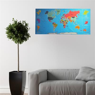 Renkli Atlas Dünya Haritası Manyetik Yapıştırıcı Gerektirmeyen Duvar Stickerı 118 CM * 56 CM (3936)
