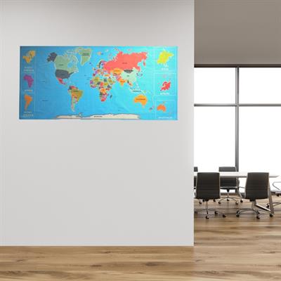 Renkli Atlas Dünya Haritası Manyetik Yapıştırıcı Gerektirmeyen Duvar Stickerı 118 CM * 56 CM (3936)