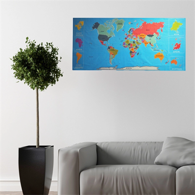 Renkli atlas Dünya haritası Manyetik Yapıştırıcı Gerektirmeyen Duvar Stickerı 118 Cm * 56 Cm Bx40