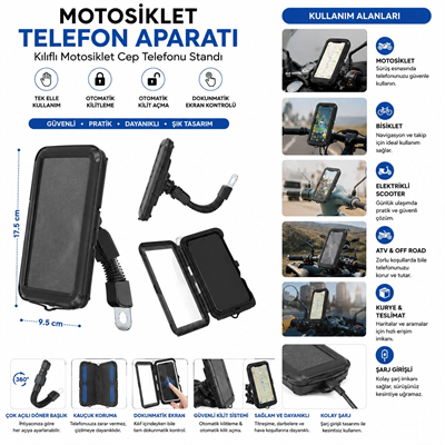 Resistant Bike Motorsiklet Telefon Tutucu 5.5 İnç - 6.2 İnç Bx40