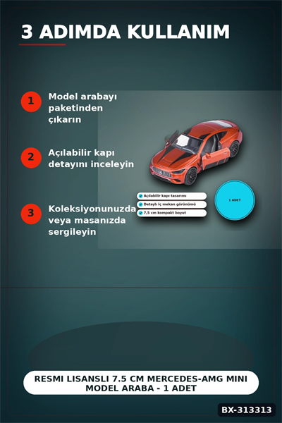 Resmi Lisanslı 7.5 cm Mercedes-AMG Mini Model Araba - 1 Adet, Koleksiyonluk Oyuncak BX-313313