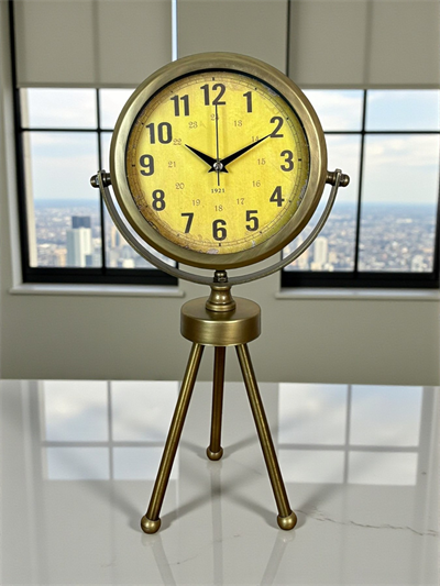 Retro Antique Üç Ayaklı Metal Eskitme Masa Saati