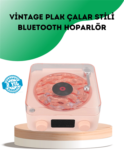 Retro Bluetooth Hoparlör – Kristal Ses, Gece Lambası, Saatli Tasarım
