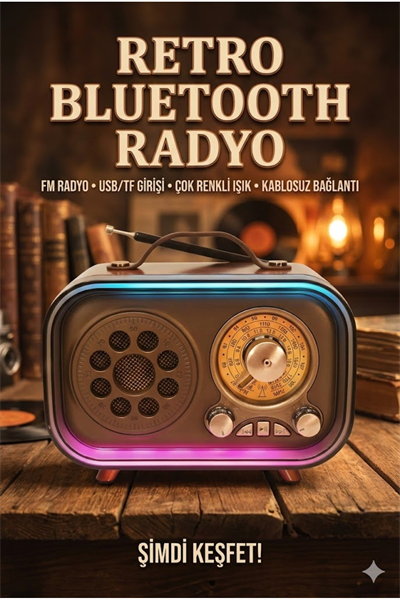 Retro Bluetooth Radyo Hoparlör USB TF Kart AUX FM Taşınabilir Nostaljik Tasarım