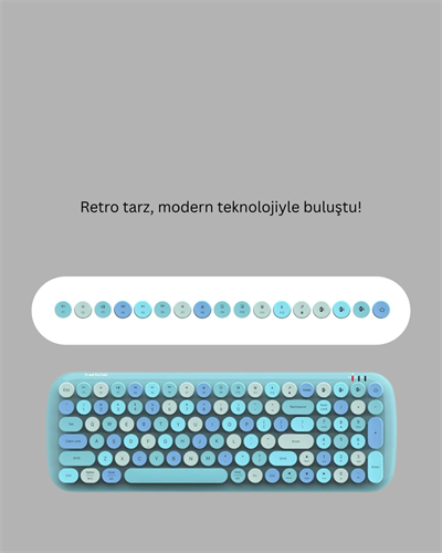 Retro Daktilo Stilli Kablosuz Klavye Mouse Seti – Sessiz ve Şık