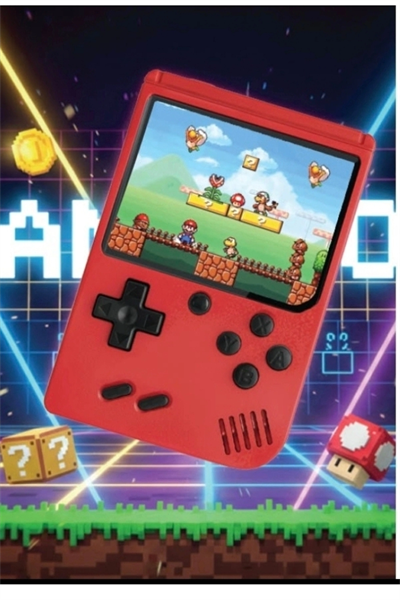 Retro El Konsolu 3 İnç Ekran HD 400 Oyun İçeren Şarj Edilebilir Taşınabilir Oyun Cihazı Kırmızı