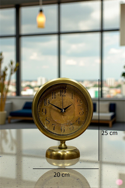 Retro Eskitme 25 x 20 Cm Metal Şık Masa Saati