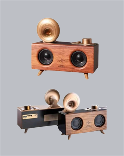 Retro Gramofon Tasarımlı Bluetooth Hoparlör – 3D Stereo Ses, 1800 mAh Batarya