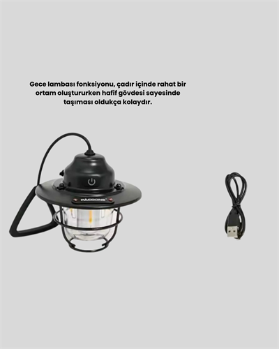 Retro Kamp Lambası Su Geçirmez Taşınabilir Gece Işığı Uzun Pil Ömürlü