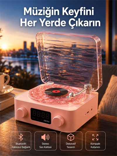 Retro Kristal Netliğinde Ses – Gece Işıklı Retro Bluetooth Hoparlör Yeni Nesil