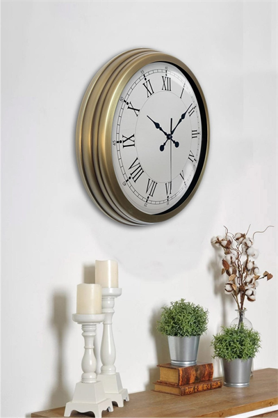 Retro Modern Roma Rakamlı 40 Cm Metal Duvar Saati