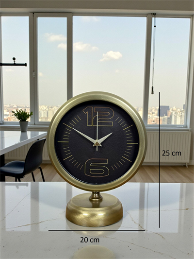 Retro Modern Tasarım 25 x 20 Cm Metal Masa Saati