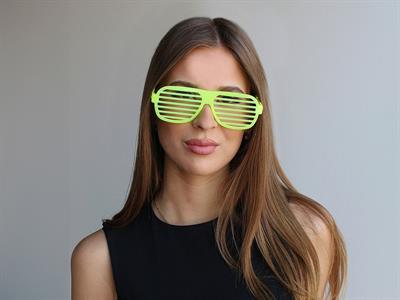 Retro Neon Fosforlu Panjur Gözlük 12 Adet – 80’ler 90’lar Parti Stili (3936)