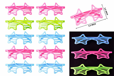 Retro Neon Fosforlu Yıldız Panjur Gözlük 12 Adet – 80’ler 90’lar Parti Stili