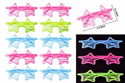 Retro Neon Fosforlu Yıldız Panjur Gözlük 12 Adet – 80’ler 90’lar Parti Stili (3936)