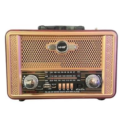Retro, Nostaljik, Ahşap Tasarım Bluetooth Hoparlörlü, Şarjlı, Taşınabilir Otantik Tasarımlı FM/AM Destekli Radyo NS8098 (3936)