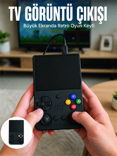 Retro Oyun Konsolu Çift Analog Joystick 64GB Hafızalı Taşınabilir El Konsolu