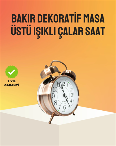 Retro Tarz Bronz Dekoratif Masa Saati Metal Gövde Yüksek Sesli Alarm