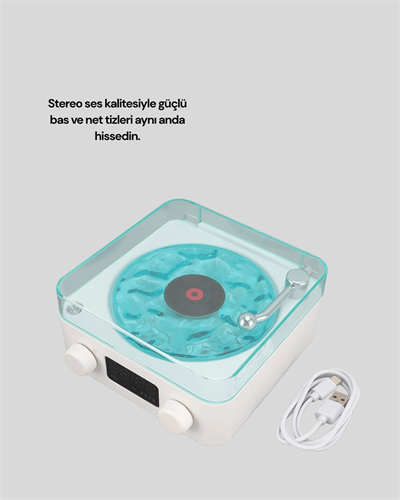Retro Tasarımlı Gece Lambalı Bluetooth Hoparlör – Saat ve Pil Göstergeli