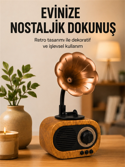Retro Tasarımlı Mini Bluetooth Hoparlör ve FM Radyo Çoklu Medya Yeni Nesil